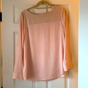 Pink mixed-media blouse